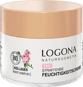 Kremy do twarzy - LOGONA naturalny kosmetyk, ujędrniający krem nawilżający, nawilżający krem do twarzy zapewniający naturalny blask, z wegańskim ekstraktem z róży organicznej i kolagenem, o działaniu przeciw starzeniu - miniaturka - grafika 1