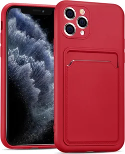 Etui na telefon komórkowy Apple iPhone 11 Pro Max silikonowe etui ochronne z kieszenią na kartę Slim Wallet Case, czerwone - Etui i futerały do telefonów - miniaturka - grafika 1