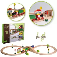 Zabawki interaktywne dla dzieci - joueco DREWNIANY TOR KOLEJKOWY Z ZABAWKAMI 30SZT. 80042 - miniaturka - grafika 1