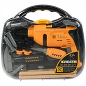 Mały majsterkowicz - NARZĘDZIA W WALIZCE ZESTAW NARZĘDZI DLA DZIECI MŁOTEK WIERTARKA NA BATERIE - miniaturka - grafika 1