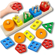 Sortery dla dzieci - UKŁADANKA SORTER MONTESSORI FIGURY DREWNIANA ZABAWKA SENSORYCZNA DLA DZIECI - miniaturka - grafika 1