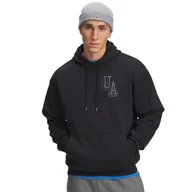Bluzy męskie - Męska bluza nierozpinana z kapturem Under Armour UA Icon Flc Graphic Top - czarna - UNDER ARMOUR - miniaturka - grafika 1
