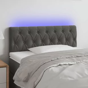 Lumarko Zagłówek do łóżka z LED, ciemnoszary, 90x7x78/88 cm, aksamit - Inne meble do sypialni - miniaturka - grafika 1