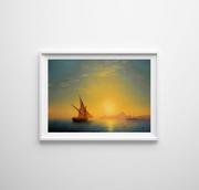 Plakaty - Plakat w stylu vintage Zachód słońca nad Ischią Ivan Aivazovsky A1 60x85cm bez ramki pion - miniaturka - grafika 1