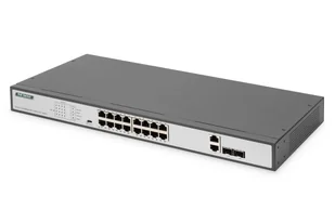 Digitus 16 Port Fast Ethernet PoE Switch, 19 Inch, Unmanaged, 2 Uplinks - Pozostałe akcesoria sieciowe - miniaturka - grafika 1