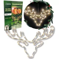 Ozdoby bożonarodzeniowe - GŁOWA JELENIA RENIFERA LED BIAŁY CIEPŁY - miniaturka - grafika 1