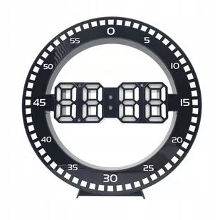 Zegar ścienny 3d LED  Cyfrowy DUŻY OKGRĄŁY LOFT Kipps - biały czarny - Zegary - miniaturka - grafika 1