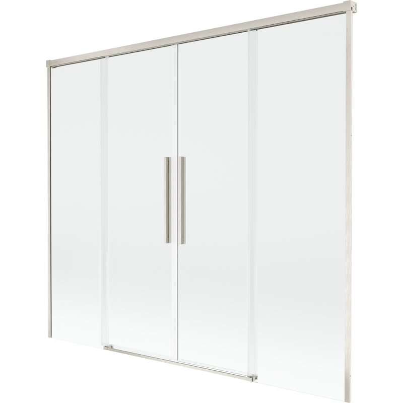 Mexen Rox parawan nawannowy 2-skrzydłowy rozsuwany 190 x 150 cm, transparent, nikiel szczotkowany - 8C9-190-002-97-00