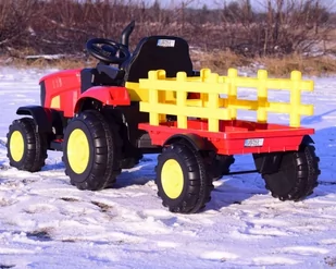 Mega Traktor Na Akumulator Z Przyczepą Czerwony /hl3388 - Pojazdy elektryczne dla dzieci - miniaturka - grafika 23
