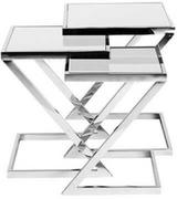 Ławy i stoliki kawowe - Komplet stolików ze szklanym białym blatem VJJ1023 - miniaturka - grafika 1