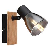 Lampy sufitowe - Globo Claude 54307-1W reflektor 1x40W E14 drewniany/dymiony - miniaturka - grafika 1