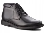 Botki męskie - Geox Brayden Męskie Trzewiki Czarne Skórzane 40 Ż8d - miniaturka - grafika 1