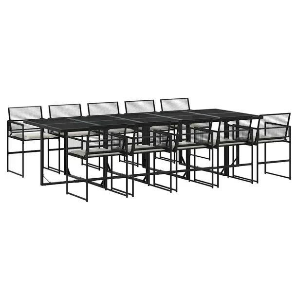 Zestaw Mebli Ogrodowych Rattan PE Czarny, Stół 275x107x72 cm, Krzesło 50