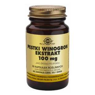 Solgar Polska Pestki z winogron ekstrakt 100mg x30 kapsułek - Suplementy naturalne - miniaturka - grafika 1