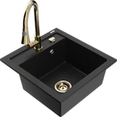 Zlewozmywaki z baterią - Mexen Vito zlewozmywak granitowy 1-komorowy z baterią kuchenną Elia, czarny - 6503-77-670101-50 - miniaturka - grafika 1