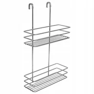 Półki łazienkowe - Półka łazienkowa srebrna, metalowa, druciana, zawieszana na szybę kabiny - miniaturka - grafika 1