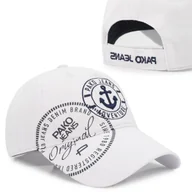 Czapki i chusty sportowe męskie - CZAPKA z Daszkiem z KOTWICĄ Solidna Bejsbolówka BIAŁA Pako Jeans - miniaturka - grafika 1