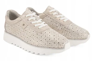 Złote ażurowe sneakersy półbuty damskie skórzane D&A S.BARSKI LR51-927 r.36 - Półbuty damskie - miniaturka - grafika 1