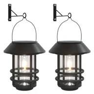 Lampy ogrodowe - vidaXL Ogrodowe kinkiety solarne, 2 szt., białe - miniaturka - grafika 1