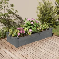 Pozostałe narzędzia ogrodowe - vidaXL Podwyższona rabata z wyściółką, szara, 120x45x25 cm, jodła - miniaturka - grafika 1
