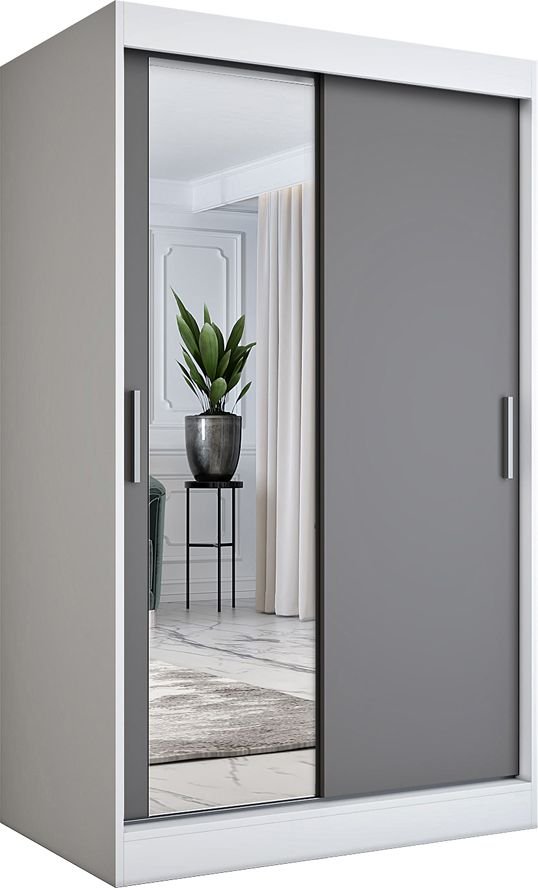 Elior Przesuwna szafa w kolorze biel + antracyt - Lenora 3X