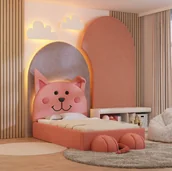 Łóżka dla dzieci i młodzieży - Łóżko tapicerowane dla dzieci kot lux 4 rozmiary - miniaturka - grafika 1