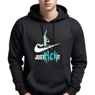 Bluzy męskie - Bluza Męska Czarna Z Kapturem Just Rick It Sportowe Super Wzory - Xxl - miniaturka - grafika 1