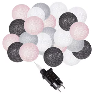 Cotton balls 30 led lampki dekoracyjne, girlanda na prąd grafitowo-białe CL0153 - Oświetlenie świąteczne - miniaturka - grafika 1