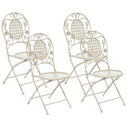 Meble ogrodowe - Shumee Zestaw 4 krzeseł ogrodowych metalowy złamana biel BIVIO - miniaturka - grafika 1