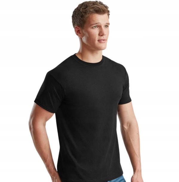 T-shirt Gruba Koszulka Męska 100% Bawełna Fruit Loom 610440 CZARNA M