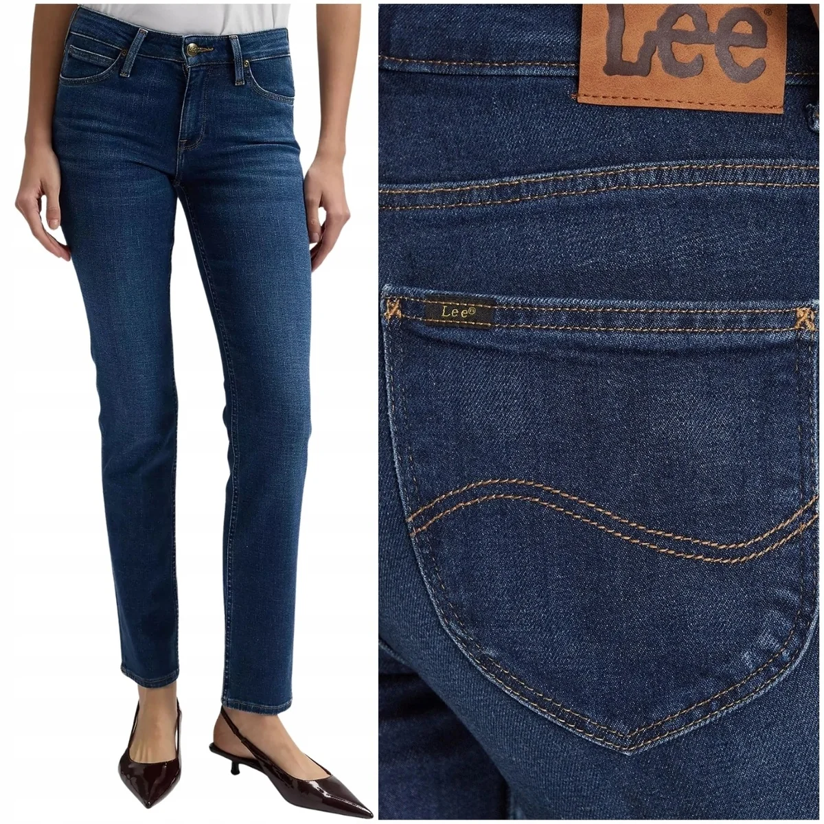 Lee Elly slim Ivy Wash dopasowane proste damskie spodnie jeansowe W26 L31