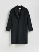 Płaszcze damskie - Reserved - Wełniany płaszcz - czarny - miniaturka - grafika 1