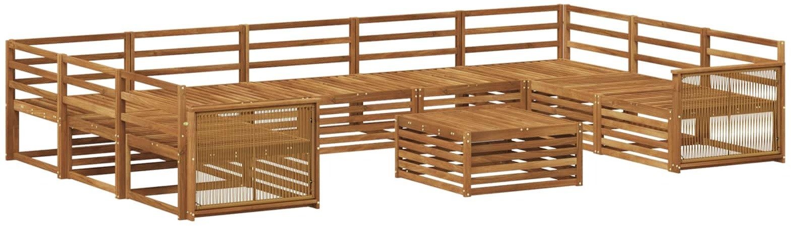 vidaXL Zestaw sof na zewnątrz 10 pcs naturalny Lite Drewno Akacji