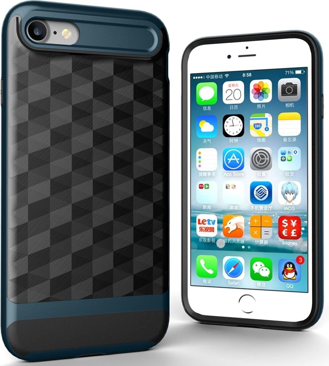 Etui na telefon komórkowy Apple iPhone 8 Backcover Case - Cover 3D Prisma Design Navy Blue