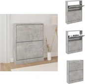 Szafki na buty - vidaXL Szafka na buty betonowa szara 59x17x81 cm materiał drewnopochodny - Stojaki i szafki na buty - miniaturka - grafika 1