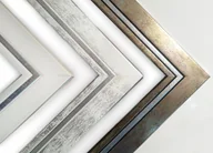 Lustra - Lustro w drewnianej ramie ze srebrnym paskiem 140x60 białe srebrne złote p2 - miniaturka - grafika 1