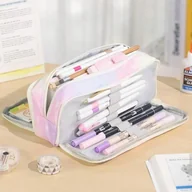 Piórniki - DUŻY PIÓRNIK WIELOFUNKCYJNY SASZETKA TRZYKOMOROWY Multikolor PR04KOL - miniaturka - grafika 1