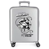 Walizki - Disney 100 Mickey Steamboad Walizka kabinowa Szary 40x55x20 cms Twarde mocowanie ABS Wbudowany 38,4l 2 kg 4 koła Podwójny bagaż ręczny, Szary, Talla única, Walizka kabinowa - miniaturka - grafika 1