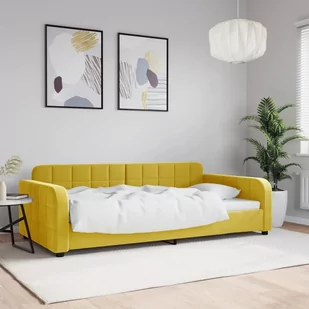 Sofa z funkcją spania, żółta, 100x200 cm, obita aksamitem Lumarko! - Łóżka - miniaturka - grafika 1