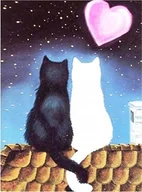 Zabawki kreatywne - Diamentowa Mozaika Kotki Zakchane Na Dachu 30x40 - miniaturka - grafika 1