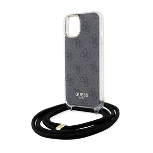 Etui Guess GUHCP15SHC4SEK Apple iPhone 15 / 14 hardcase Crossbody Cord 4G Print czarny/black - Etui i futerały do telefonów - miniaturka - grafika 6