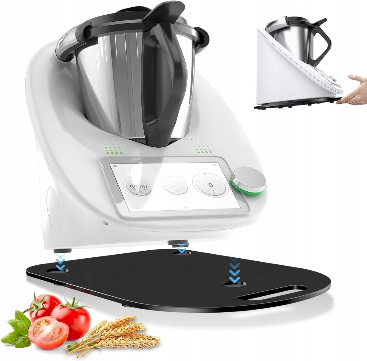 Podkładka Pod Thermomix Tm5 Tm6 Antypoślizgowa Na Kółkach Czarna Solidna