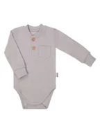 Body dla niemowląt - Chłopięce body na długi rękaw z guzikami popielate Nicol,r.92 - miniaturka - grafika 1