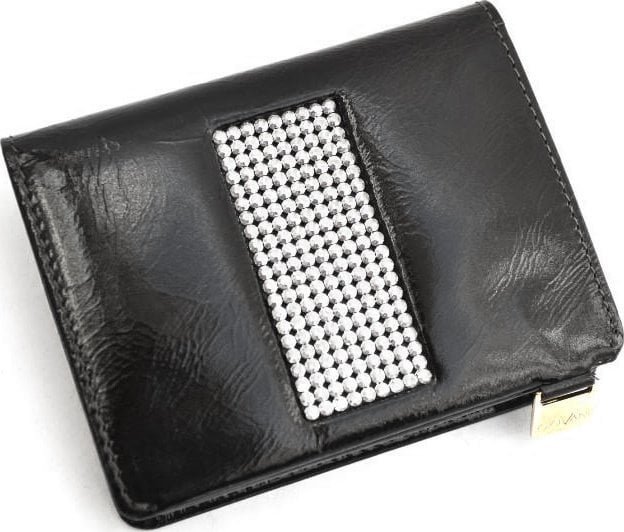 Swarovski cv-100 wizytownik skórzany z kamieniami swarovskiego * czarny cv 100