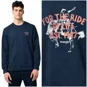 Bluzy męskie - Wrangler GRAPHIC CREW Black Iris bluza bawełniana męska z nadrukiem M - miniaturka - grafika 1