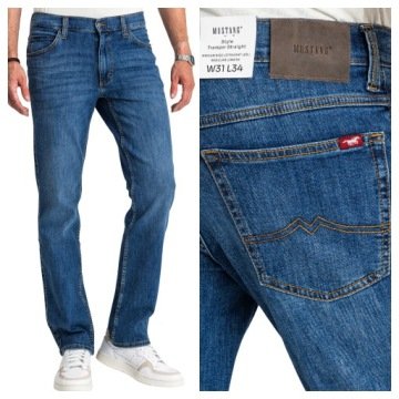 Mustang Tramper Straight Męskie Spodnie Jeansowe Proste Klasyczne W34 L30
