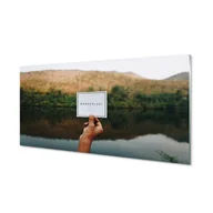 Tablice i flipcharty - Szklany lacobel + klej Panorama napis dłoń 120x60 - miniaturka - grafika 1
