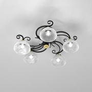 Lampy sufitowe - Lampa sufitowa Flora, 5 kloszy, czarna/mosiądz - miniaturka - grafika 1