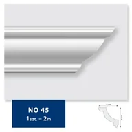 Sztukateria - Listwa sufitowa z polistyrenu NO 45, 2 sztuki 200 x 4,1 x 4,1 biały DMS - miniaturka - grafika 1