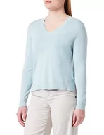 Swetry damskie - s.Oliver Damski sweter z długim rękawem z dekoltem w serek, niebieski, 40 - miniaturka - grafika 1